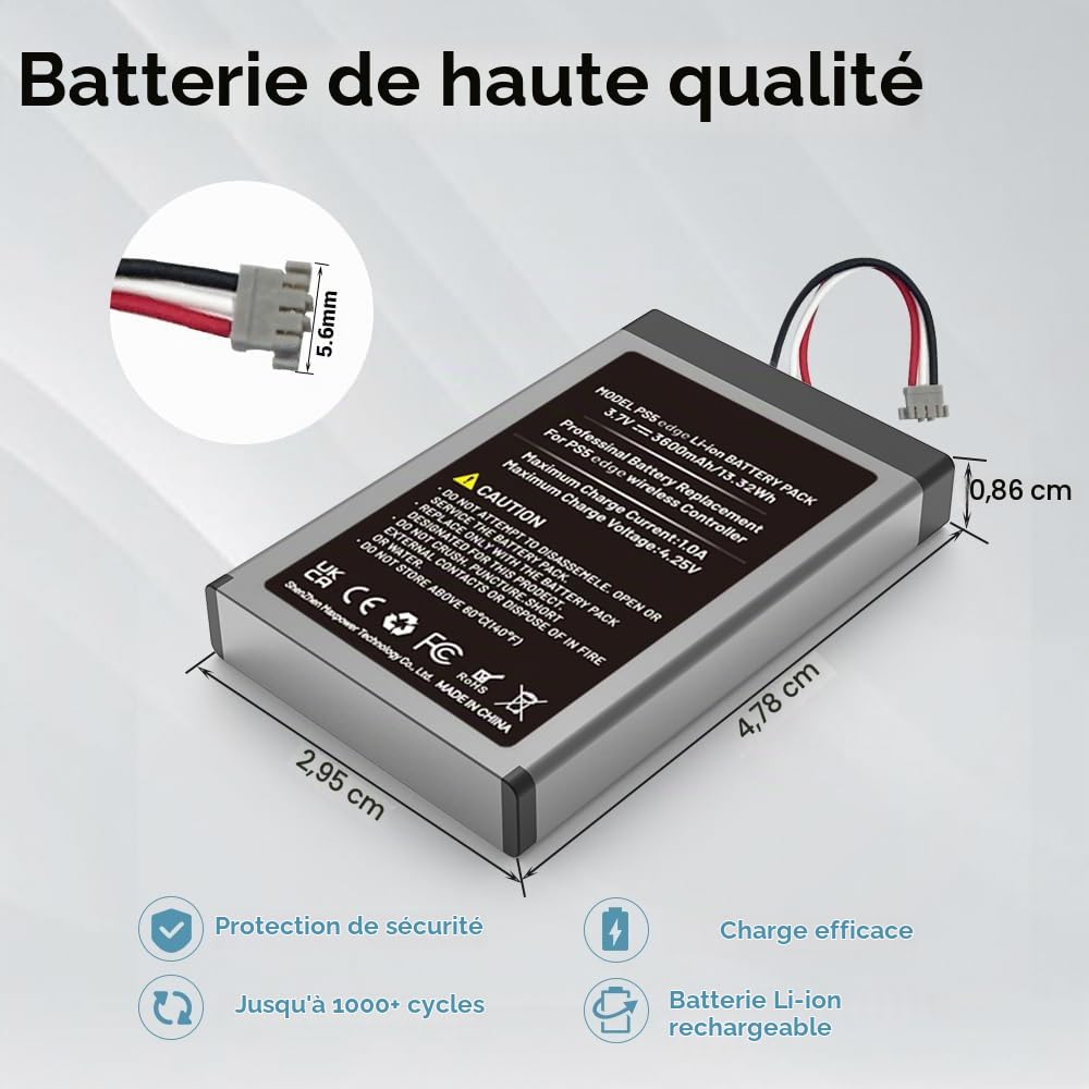 1 batterie pour PS5 Dualsense Edge, mise à niveau 2026 haute capacité 3600 mAh batterie rechargeable pour manette PlayStation 5 Dualsense Edge avec kit d'outils