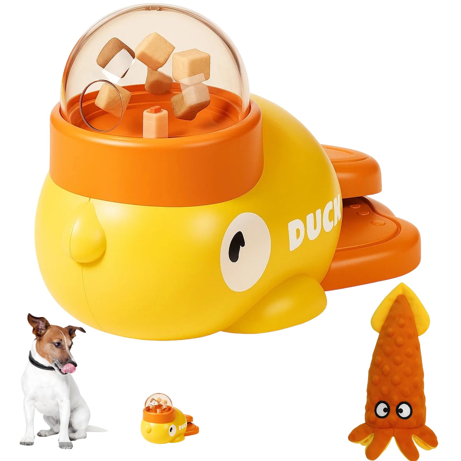 KBCYRT Interactive Cat Treat Dispenser & Dog Treat Dispenser Toy, Slow Feeder Puzzle for Fast Eaters, Mental Stimulation Food Dispensing Toy for Small/Medium Pets, Includes 1 interactive chew toy