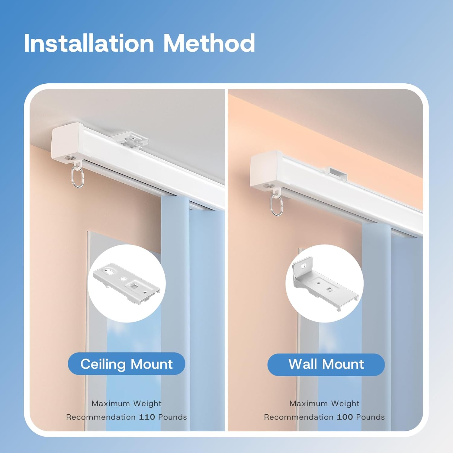 Ceiling Curtain Tracks, Curtain Track Wall Mount, Ceiling Mounted Curtains Track Rods Heavy-Duty Curtains Rails Ceiling Rod Tracks for Curtains with Rollers Hooks - White, 3.3ft (1m) 4 61wTRB7OSML. AC SL1500