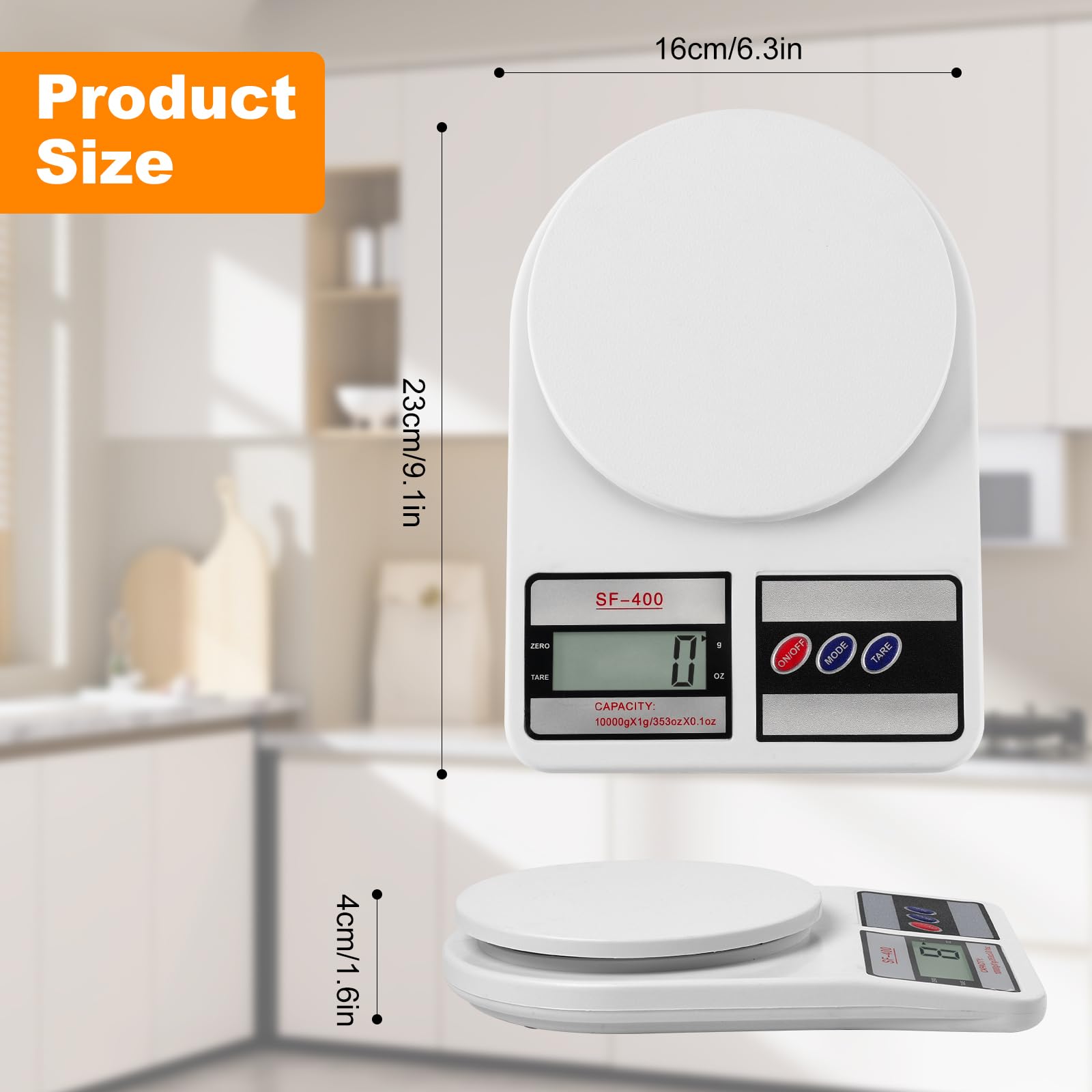 Dijital Mutfak Terazisi 22lb/10kg Kapasite, oz/g Üniteli Paslanmaz Çelik Gıda Ölçeği | Değiştirilebilir USB-C ve Pil Gücü | Yemek Hazırlama, Yemek Pişirme, Pişirme için İdeal