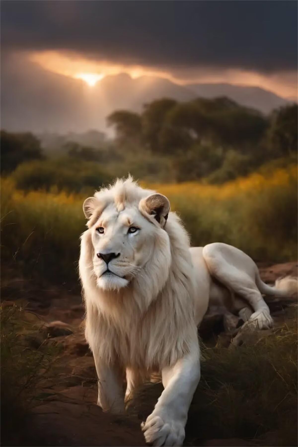 Kits de Peinture Diamant Lion Blanc 5D Grand Format 80x120cm Broderie Diamant Point de Croix