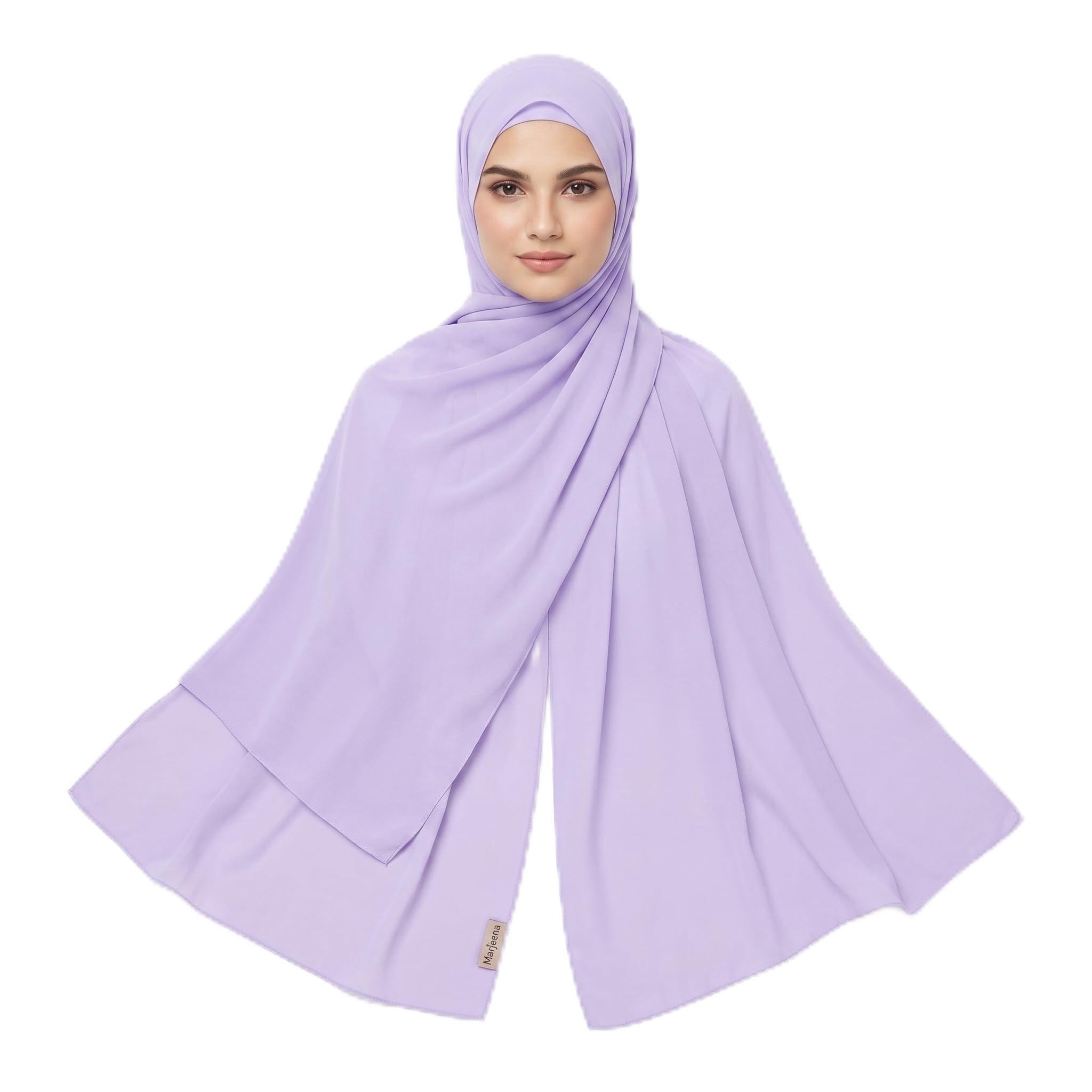 marjeena collection Lightweight Chiffon Scarf, Lavender, Solid Plain Style, Soft Wrap Stole for Women-picture-16