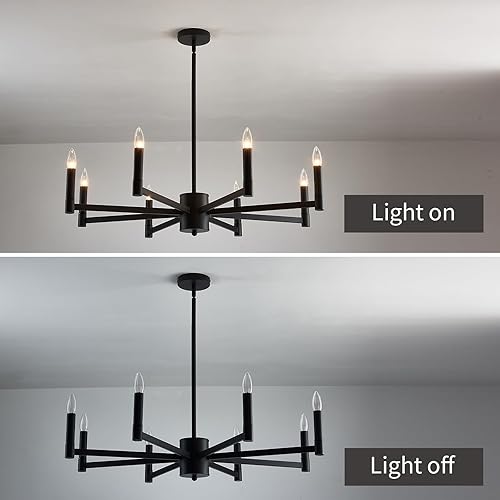 Miniatura 5 de ASGYISA Candelabros de vela de estilo rústico de 8 luces, moderno mate, lámpara de techo industrial para comedor, sala de estar, dormitorio, isla de