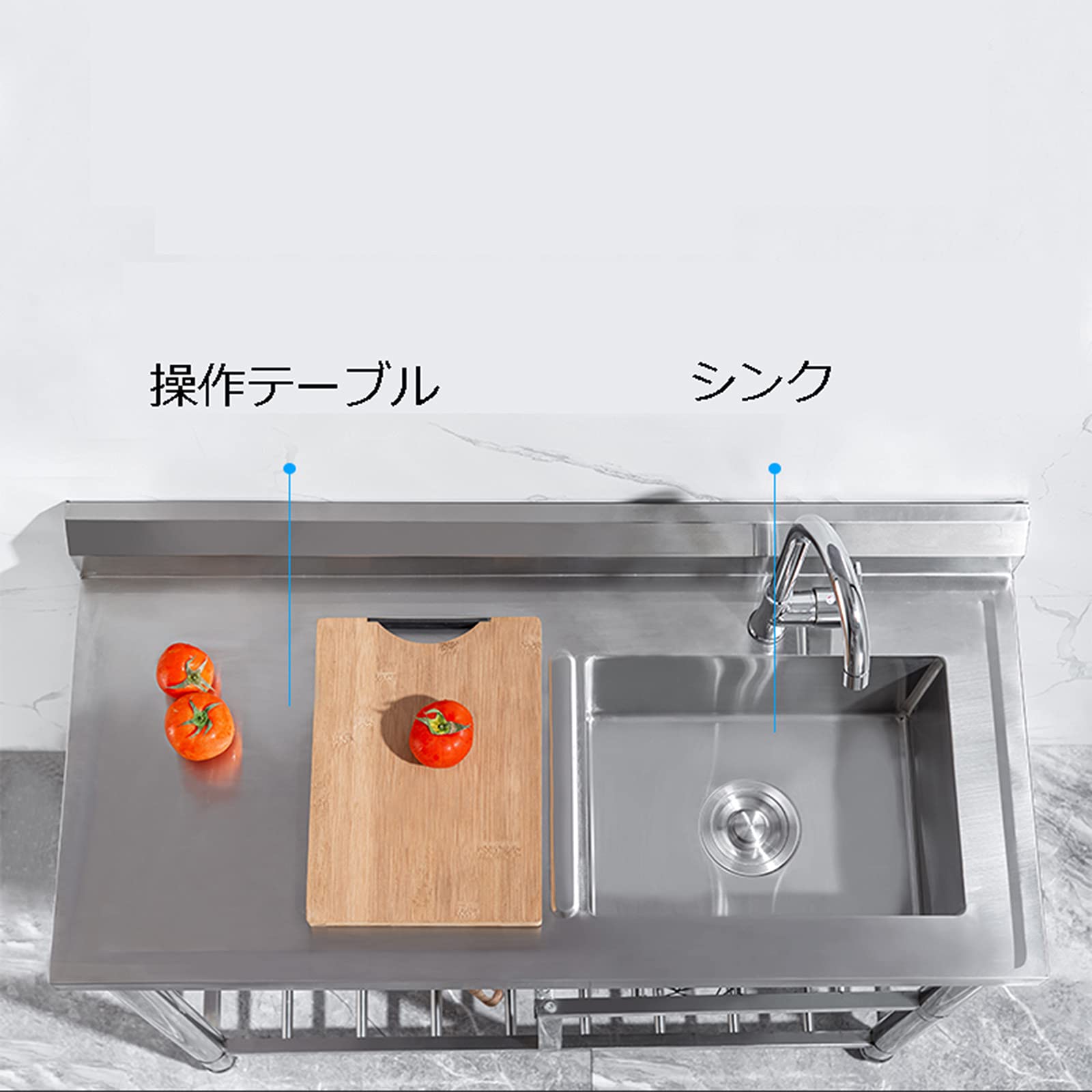 Amazon.co.jp: 厨房ステンレス鋼簡易流し台、家庭用野菜シンク作業台