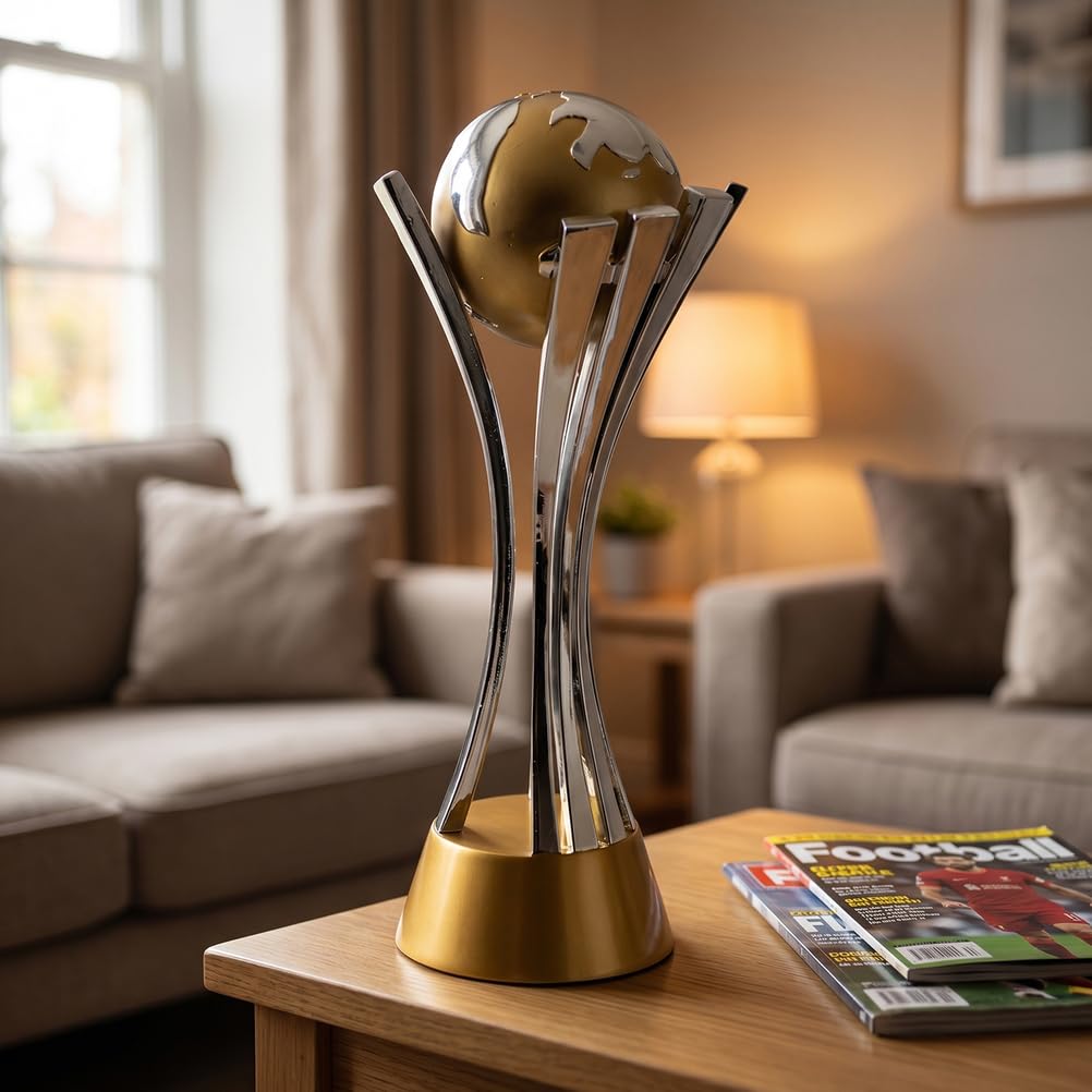 Replica Trofeo Calcio Stile Club World Cup, Souvenir da Collezione per Decorazione Scrivania Casa Ufficio, Regalo per Uomo Donna, Appassionati di Calcio, Tifosi e Collezionisti