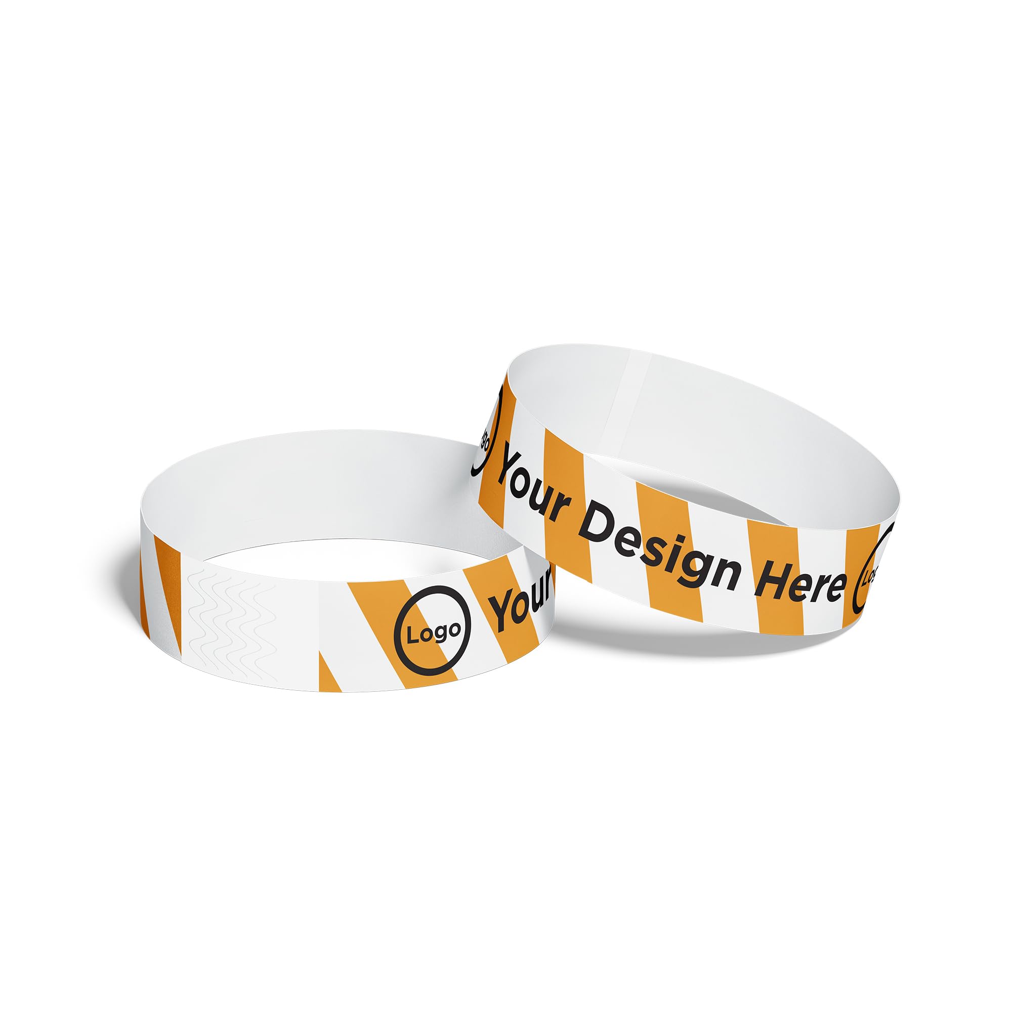 ID&C Printed Striped Tyvek Paper Event Wristbands – 100 Numbered Tamper Proof Security Wristbands for Events and Festivals – Neon Orange and White Stripe