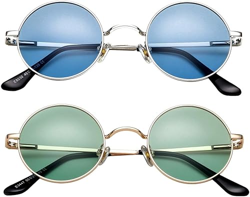 PORADAY Circle Lennon - Gafas de sol polarizadas redondas retro, estilo hippie, gafas de sol de círculo pequeño