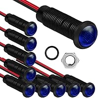 Vista 14 de 10 piezas de luz indicadora LED con cable impermeable de 6 mm AC/DC 12-24V (Azul)