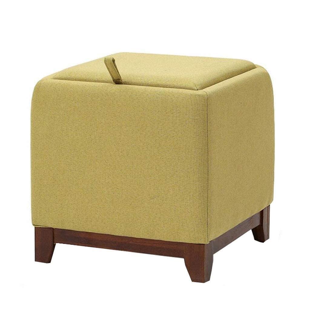 Tabouret en bois multifonction : casier lin et assise confortable pour canapé