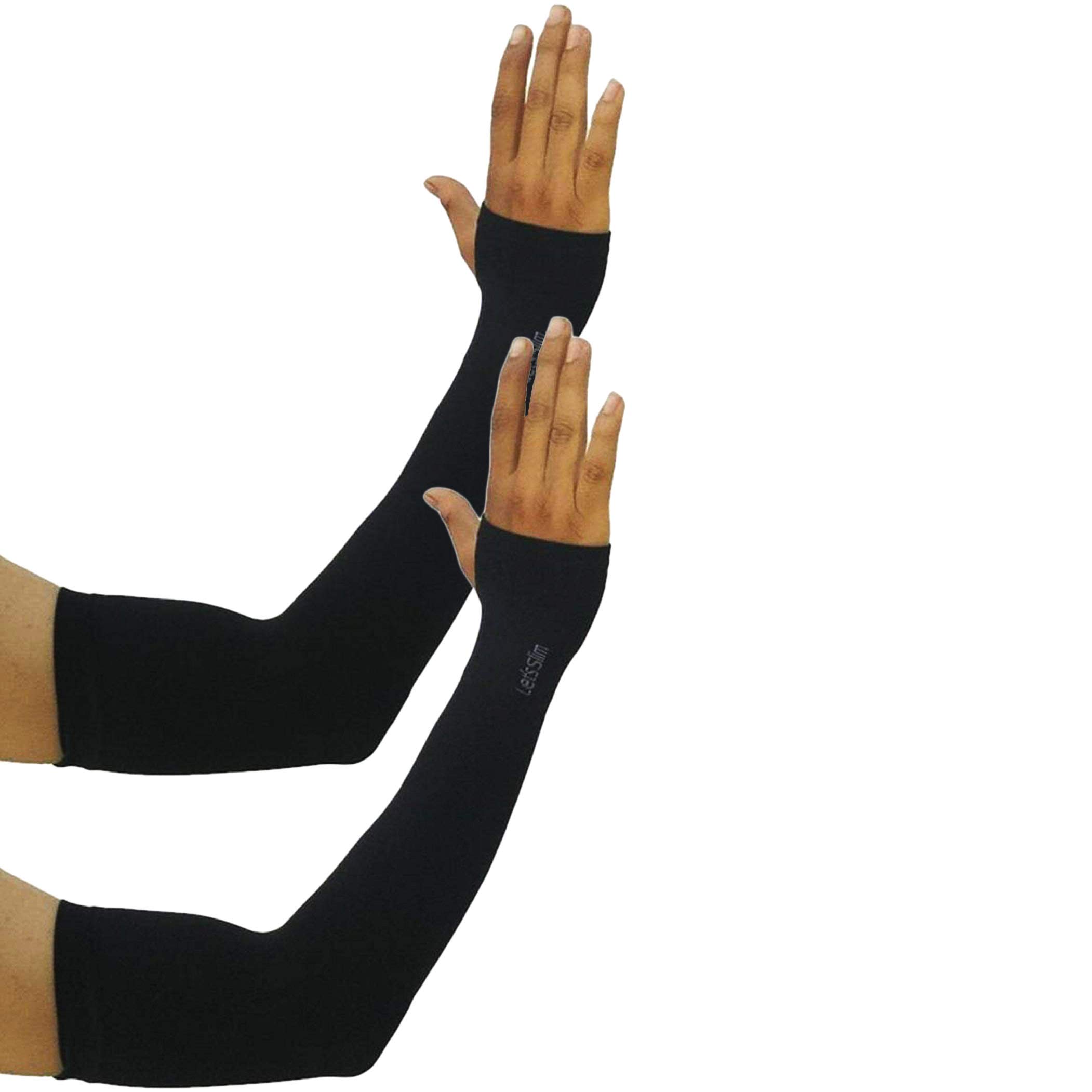 QUEERY Men's Sports Arm Sleeves (Black, Pack of 1 Pair)