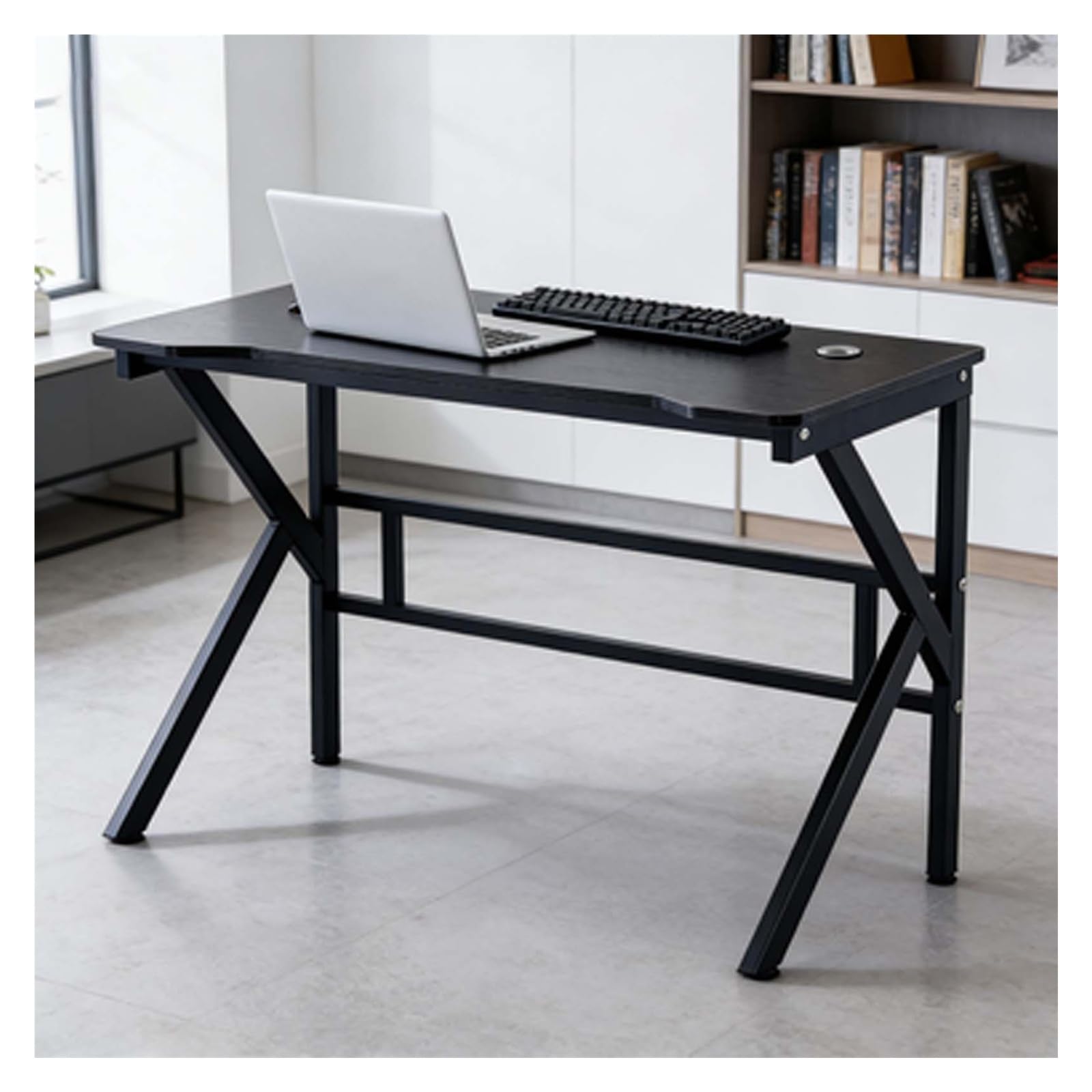 Schwarze Kombination aus Bürotisch und Gaming-Schreibtisch, Kleiner Computertisch mit MDF-Platte | Günstige PC-Gaming-Schreibtisch-Workstation for Lernen(47.24 * 23.62 * 29.13in)