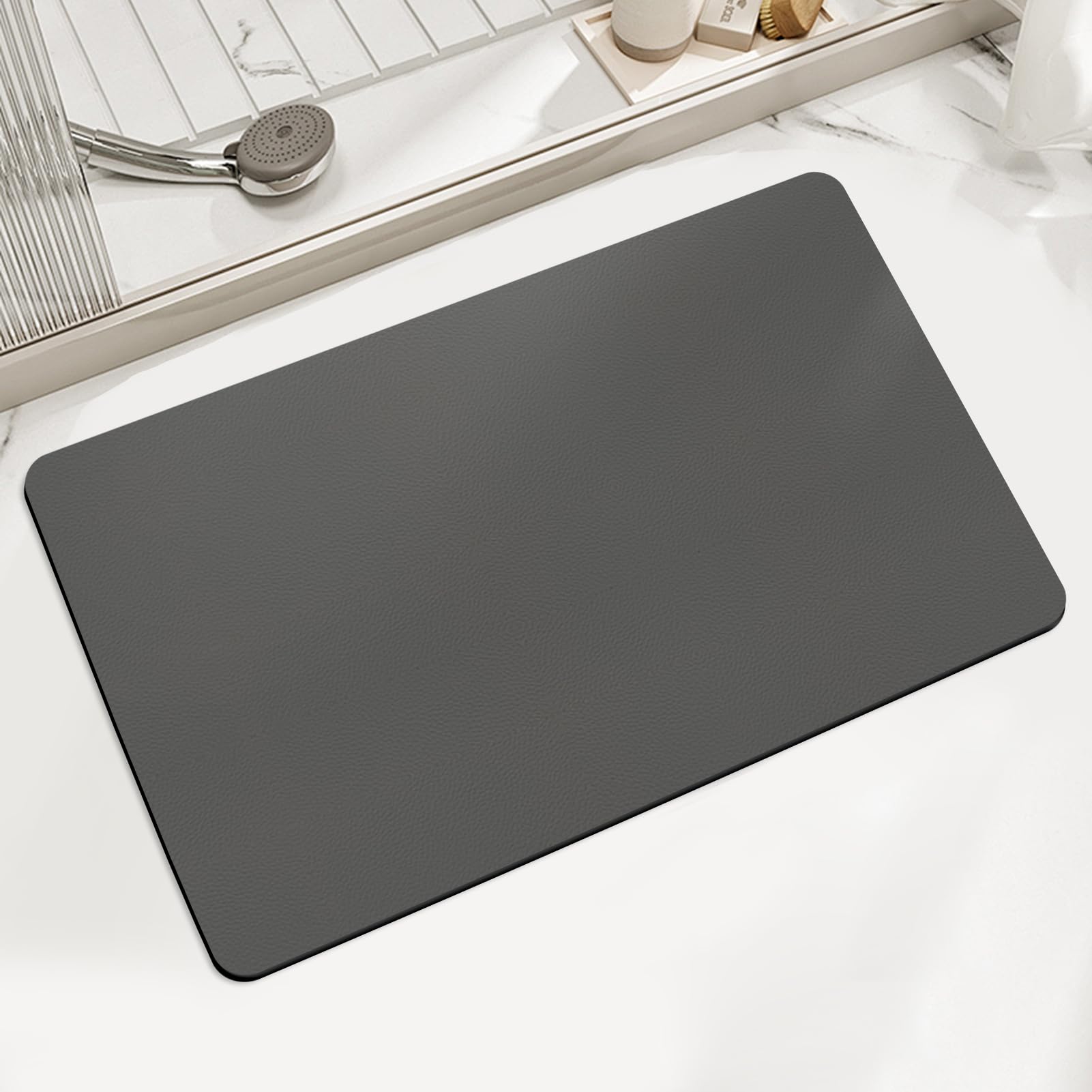 LIMNUO Bathroom Mat Bath Mats Quick Dry Absorbent Rubber Backed Thin Bathroom Rugs Fit Under Door-Bath Mats for Floor Mat in Front of Sink (Dark Grey