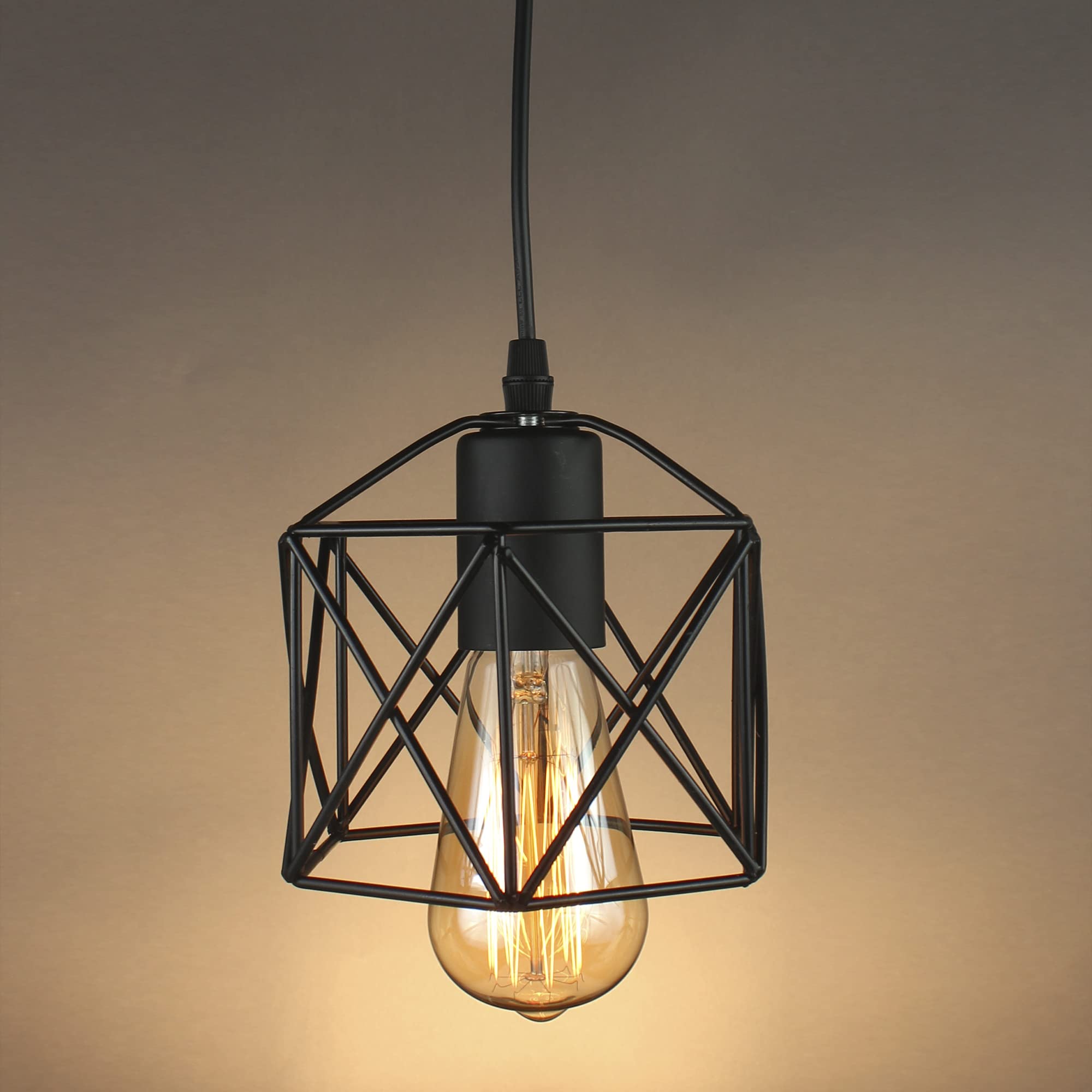 Ashfyn Ash Vintage Industrial Metal Cage Black Cafe Loft Bar Pendant Light Lamp Shade (Pendant Lights + 40W Bulb)