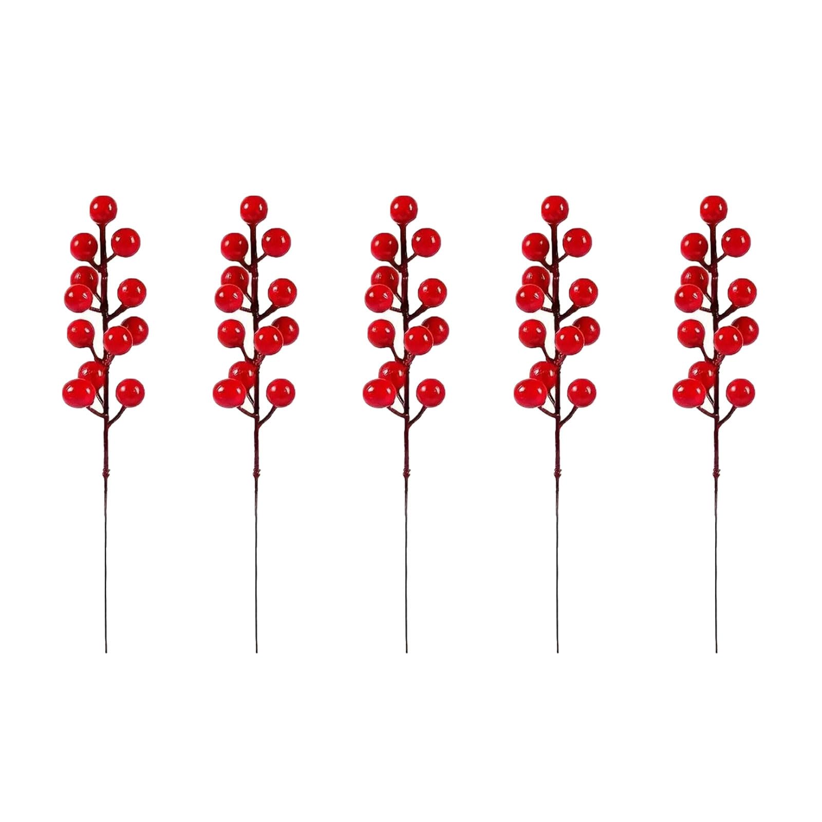 Limtula 50Pcs Bendable Berries Stems Artificial Red PVC Branches for Christmas Tree Wreath Holiday Table Centerpieces PVC Stems