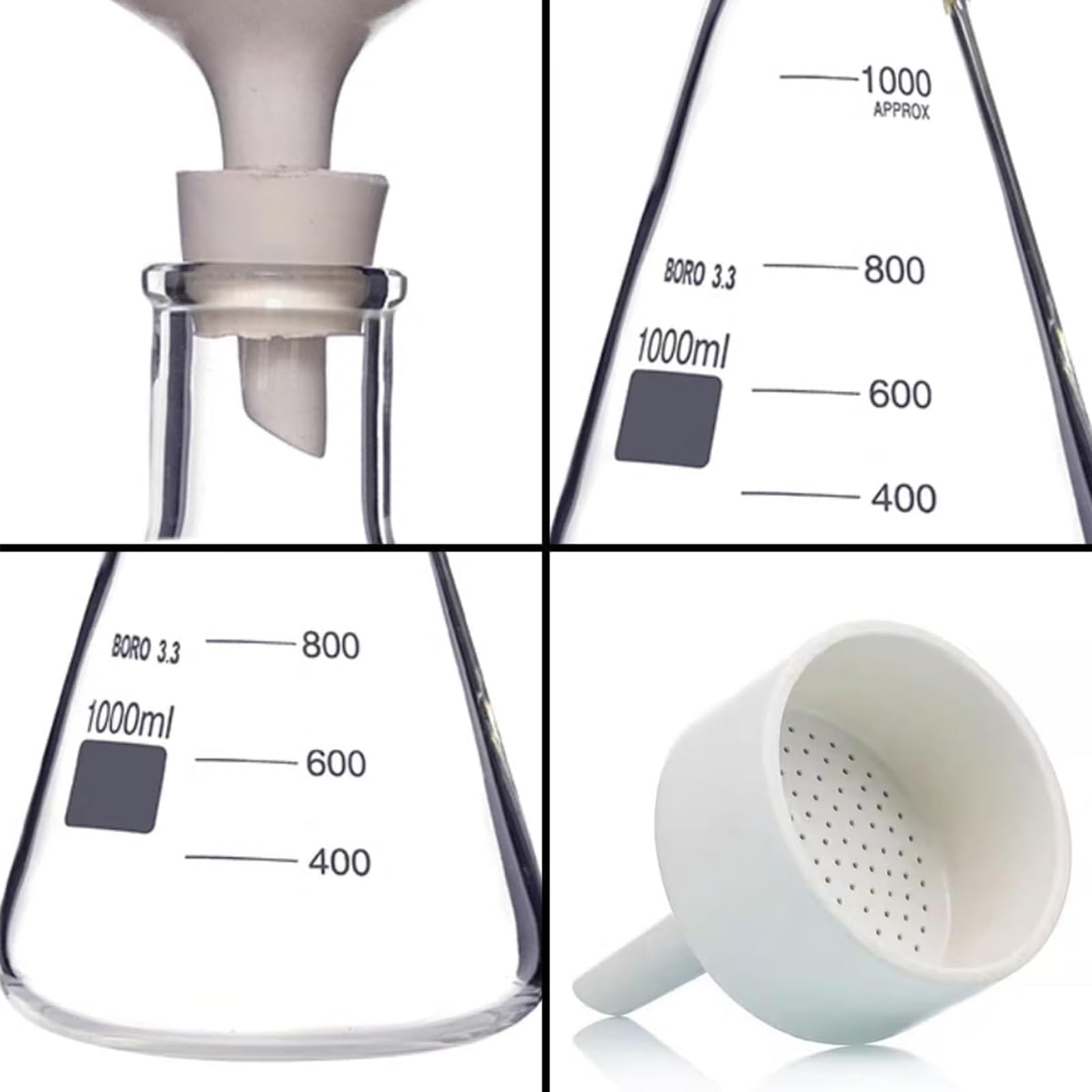Kit de filtración al vacío para estudiantes - botella filtrante, embudo Büchner porcelánico y bomba metálica, seguro y premontado para laboratorios escolares y proyectos científicos(250ML)