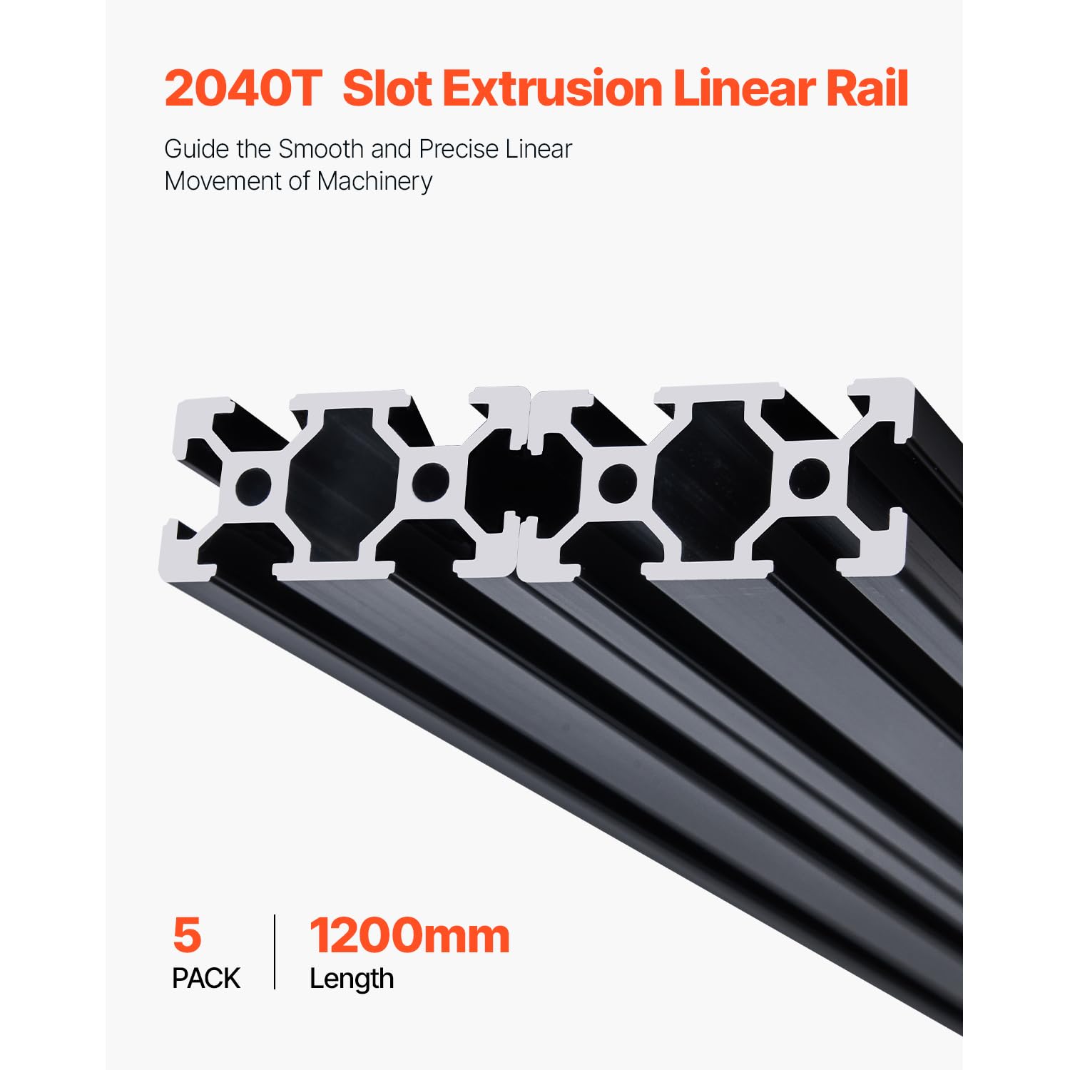 Happybuy 5PCS 47.2 in (1200mm) T - Slot 2040 Aluminum Extrusion Profile. European Standard Anodized Linear Rail, High - Strength Extruded Aluminum for 3D Printer, CNC Machine DIY