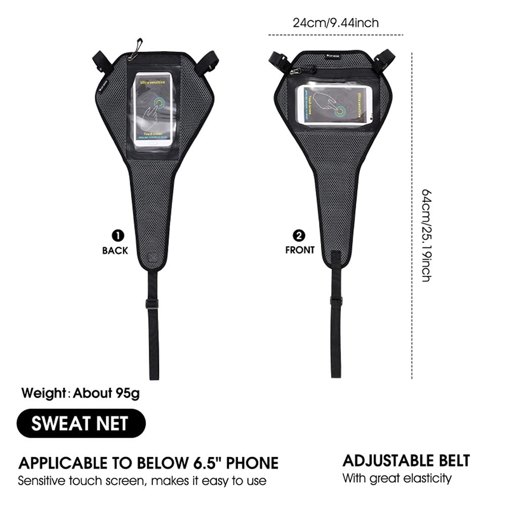 MiOYOOW Protezione Antisudore per Bici, Rete Antisudore per Allenatore di Biciclette con 6,5 Pollici Copertura del Telefono per Telaio Bicicletta