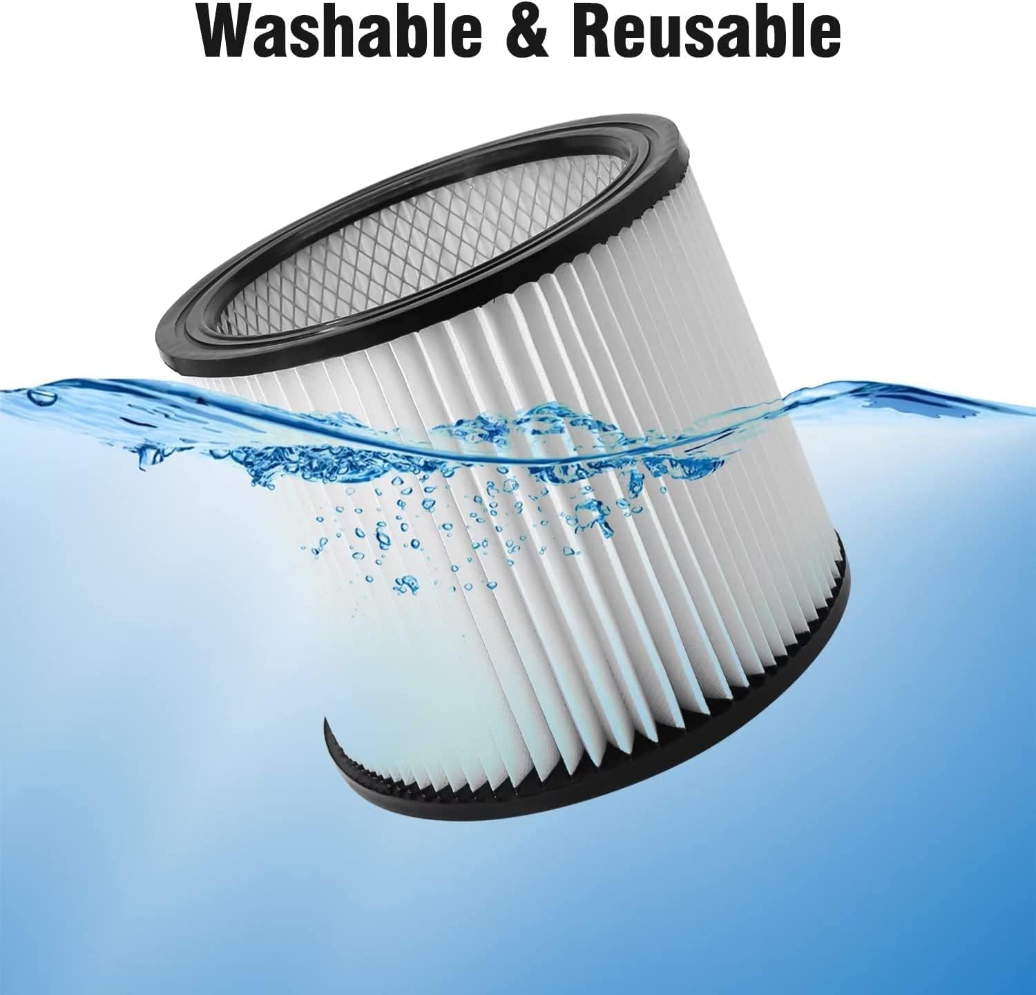 Filtro de repuesto para filtros Shop Vac 90304 90585, 90107, 90350, 90333, filtro de aspiradora en seco y húmedo, se adapta a la mayoría de aspiradoras húmedas/secas de 5 galones en adelante, bolsa de