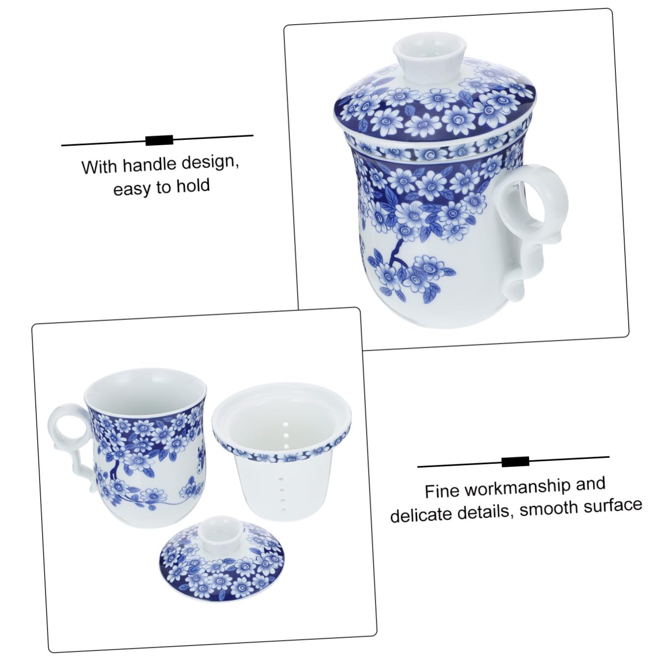 GLEAVI Tazza da Tè in Porcellana Blu e Bianca Classica, 1 Pezzo