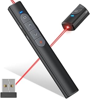 Presentation Clicker Wireless Presenter Remote for Powerpoint Presentation, 2.4GHz PPT Powerpoint Clicker with Laser Pointer for Presentations, Office Presentation Clicker for Mac, Laptop,Computer.