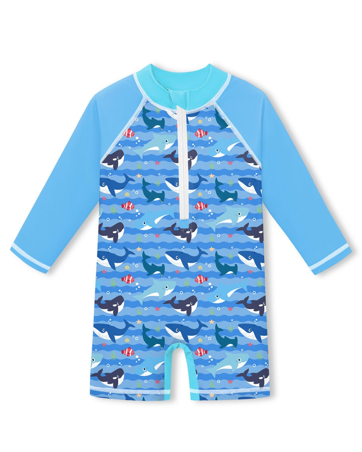 BesserBay Baby Langarm Badeanzug UPF 50+ mit untere Knöpfen 1/2 Zip Einteiliger Rash Guard 0-36 Monate