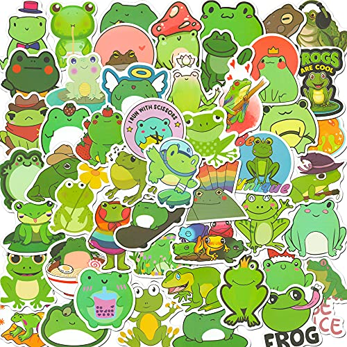 Frog Stickers for Kids,50Pcs Cute Vinyl Waterproof Stickers,Stickers for Laptop,Water Bottle,Hydro Flasks,Phone,DIY Decoration Frog Sticker for Teens