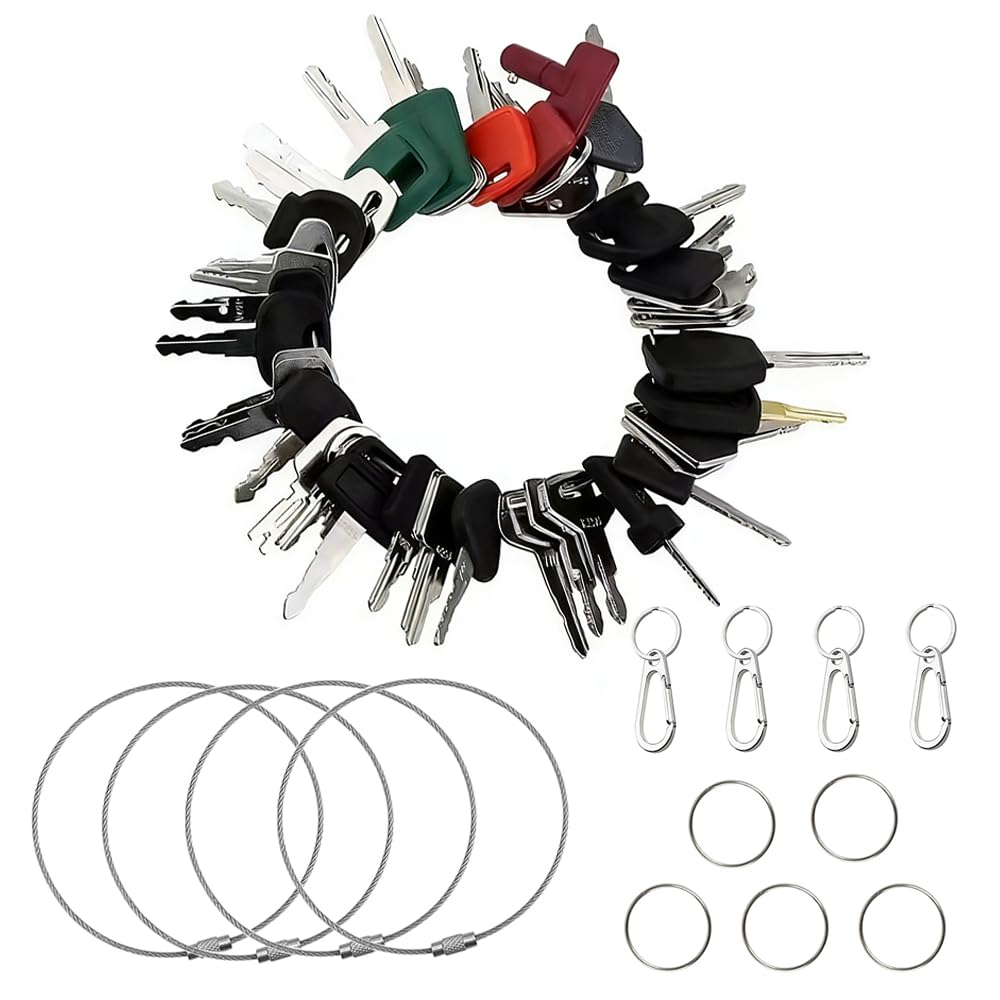 Lot de 42 clés universelles pour engins de chantier - Clé d'allumage de rechange - Clé d'allumage - Machines de construction pour tracteurs, petites pelleteuses, chariots élévateurs