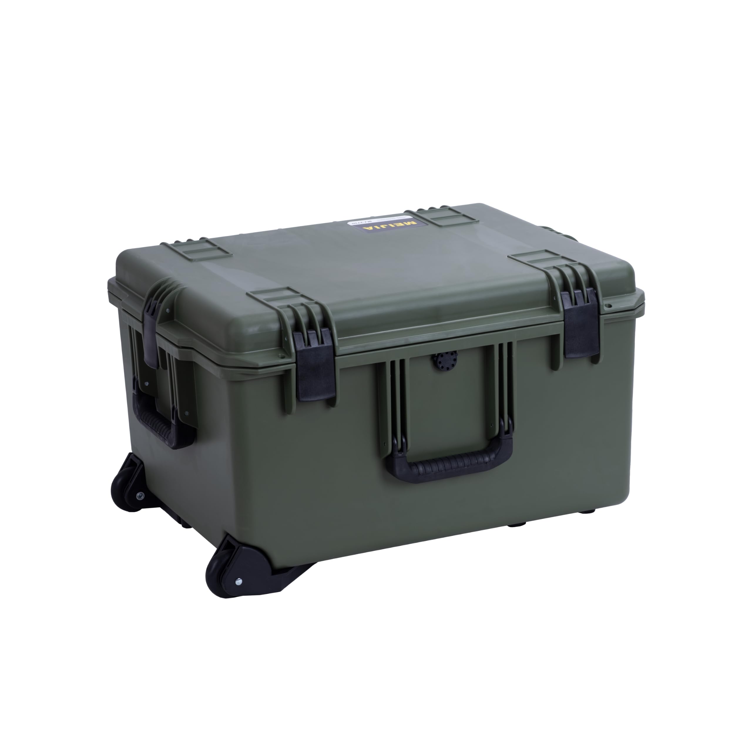 MEIJIA Custodia rigida portatile per tutte le condizioni atmosferiche, impermeabile, con schiuma personalizzabile e ruote, 62,5 x 50 x 36,6 cm (verde)