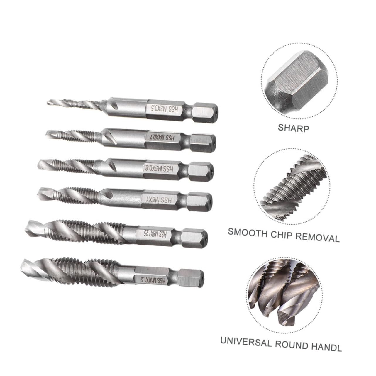 NUOBESTY 3 Set Strumento Per La Maschiatura Delle Viti Rivestito Toccare Un Po' Utensile Per Punte Da Trapano Strumento Di Threading Chiave Vite Cobalto Acciaio Ad Alta Velocità 6 Pezzi * 3