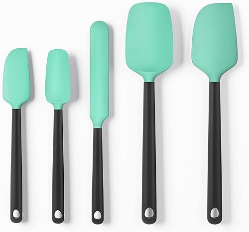 Juego de espátulas de silicona espátula resistente al calor espátula de goma antiadherente para cocinar hornear y mezclar juego de 5 piezas Aqua Sky