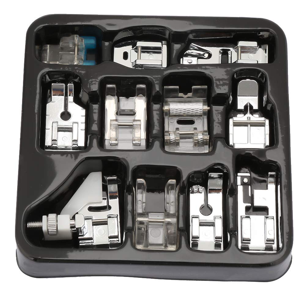 SDGBCXD Sewing machine presser foot, 11 Piece Sewing Machine Presser Foot Set, Metal Edge Feet, Easy to Install Replacement for Clothes Quilting Home