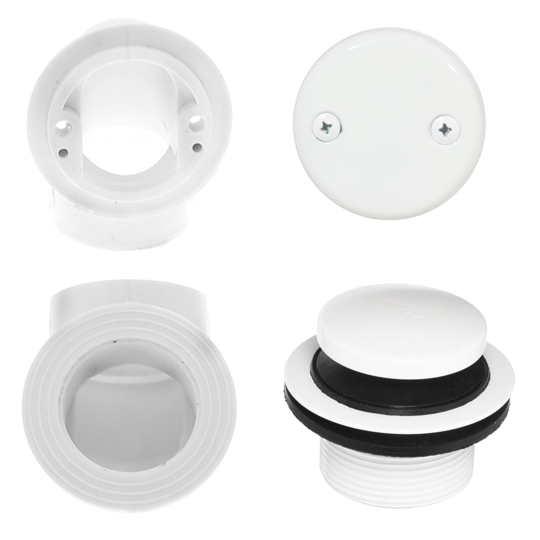 Westbrass A532-50 SCH. 40 - Tapón de drenaje para bañera con codos de dos agujeros, recubrimiento en polvo, color blanco