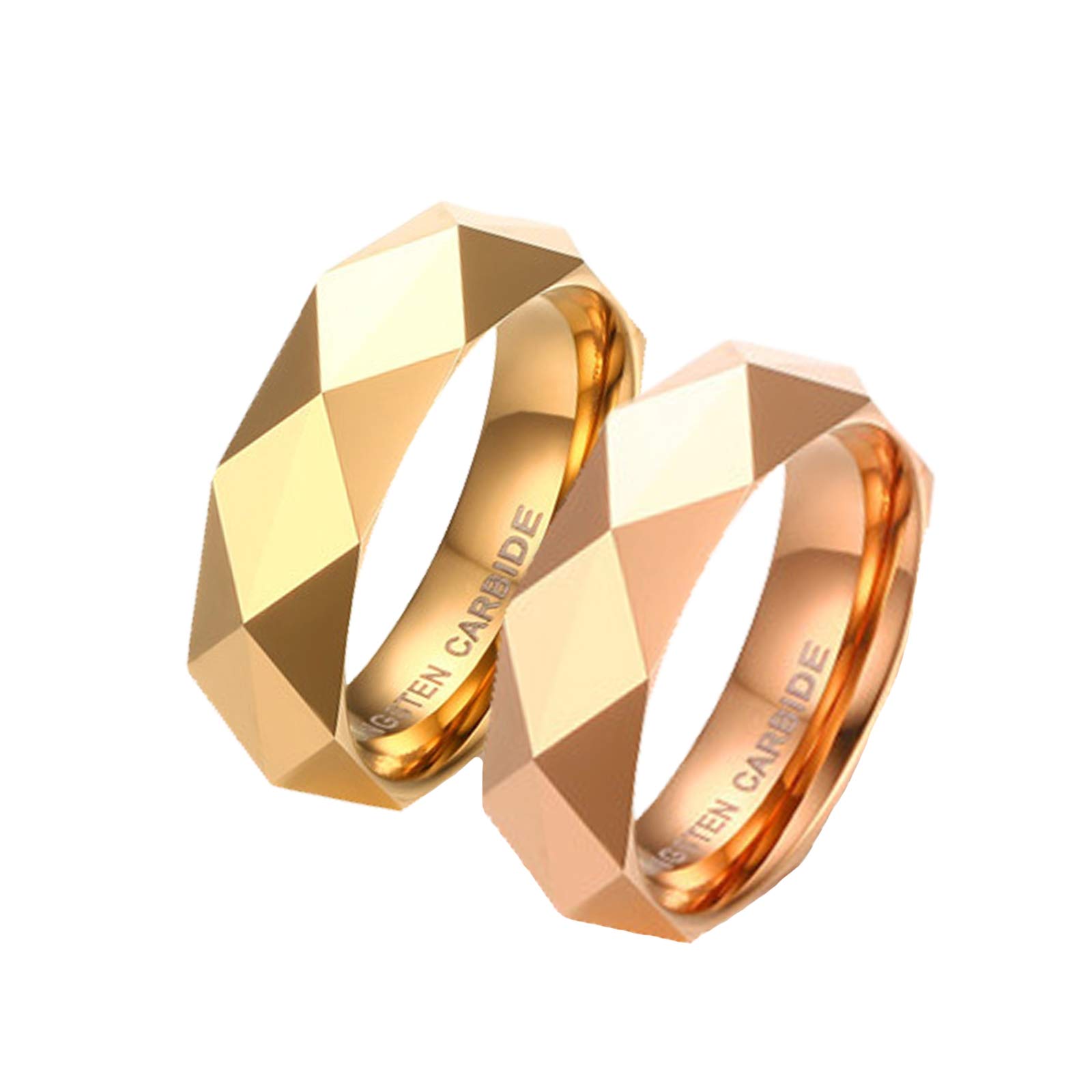 KnSam Set di 2 anelli di fidanzamento in acciaio inox, per coppia di anelli di fidanzamento, in oro rosa e oro rosa, Acciaio inossidabile