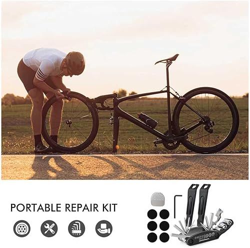 Miniatura 7 de Kit de herramientas para bicicleta, kit de reparación de neumáticos de bicicleta con multiherramienta y palancas de neumáticos para ciclistas en