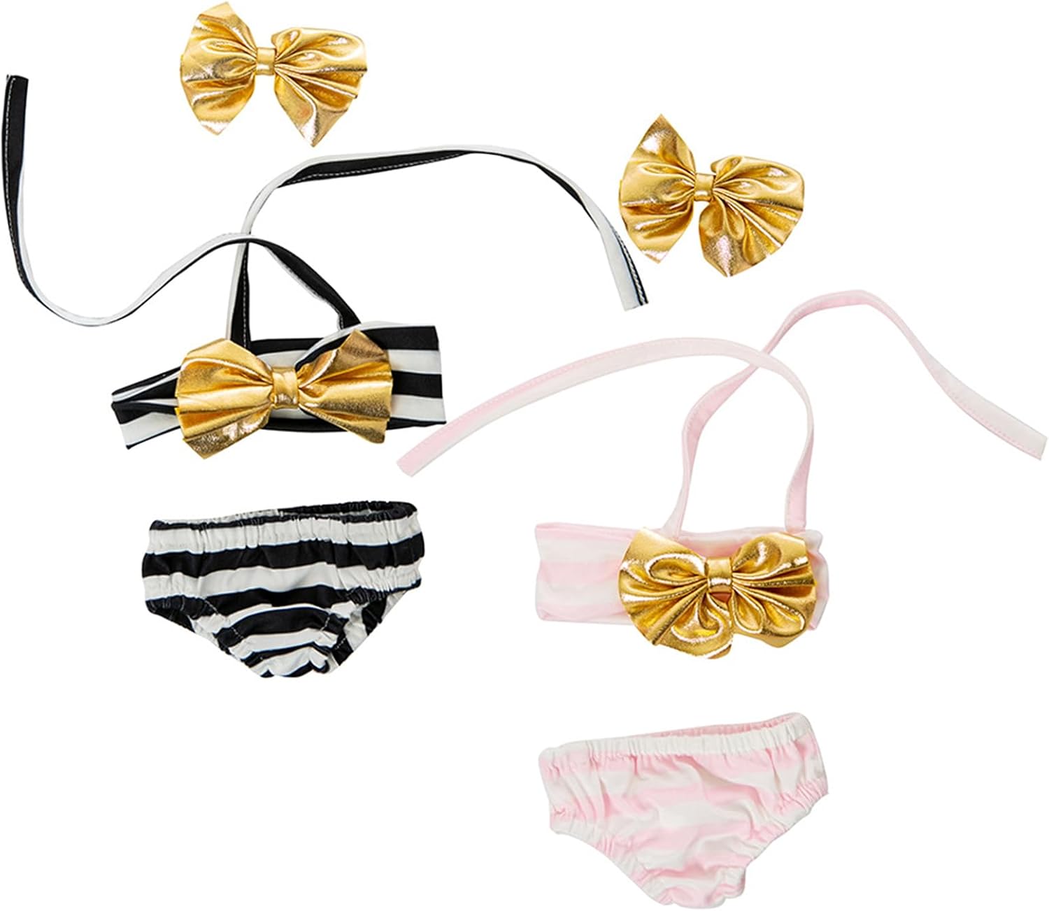 8 Pcs Bow Tie, Headband, and Briefs Dress-up Set for 18 Inch Dolls, Black, Gold, and Pink Bow Ties, 18 Inch Doll Accessories, American Doll Accessories