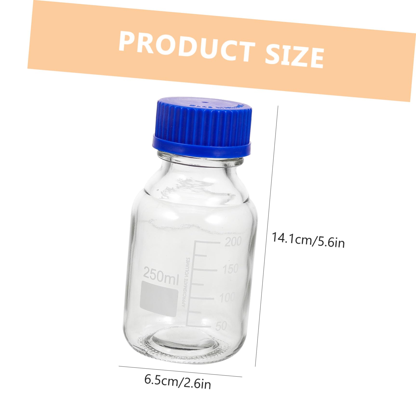 Set con Tappo a Vite Resistenti All’usura e Riutilizzabili da 4 Bottiglie Reagenti Graduati in Vetro Blu da 250ml per Laboratori Chimici