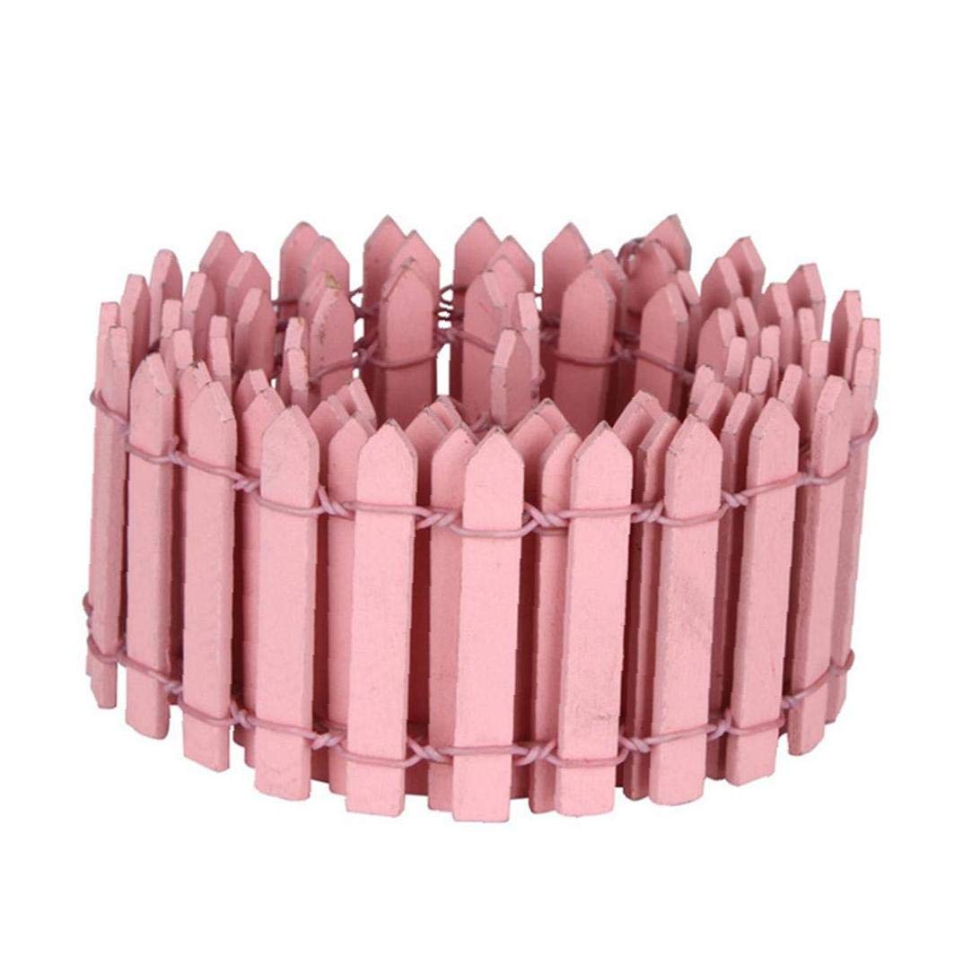 Byfri Pink Wood Picket Fence Miniature Fairy Garden Ornament Small Wooden Fence Craft Micro Landscaping Decor Diy Accessories
