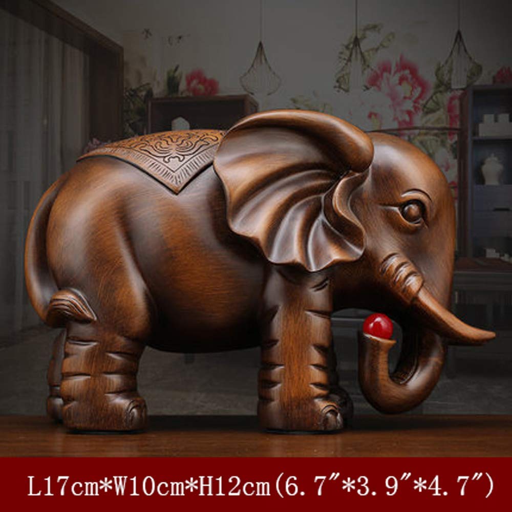 Amazon.co.jp: 風水象の彫像のペアは、中国の樹脂の模造木製の置物の家