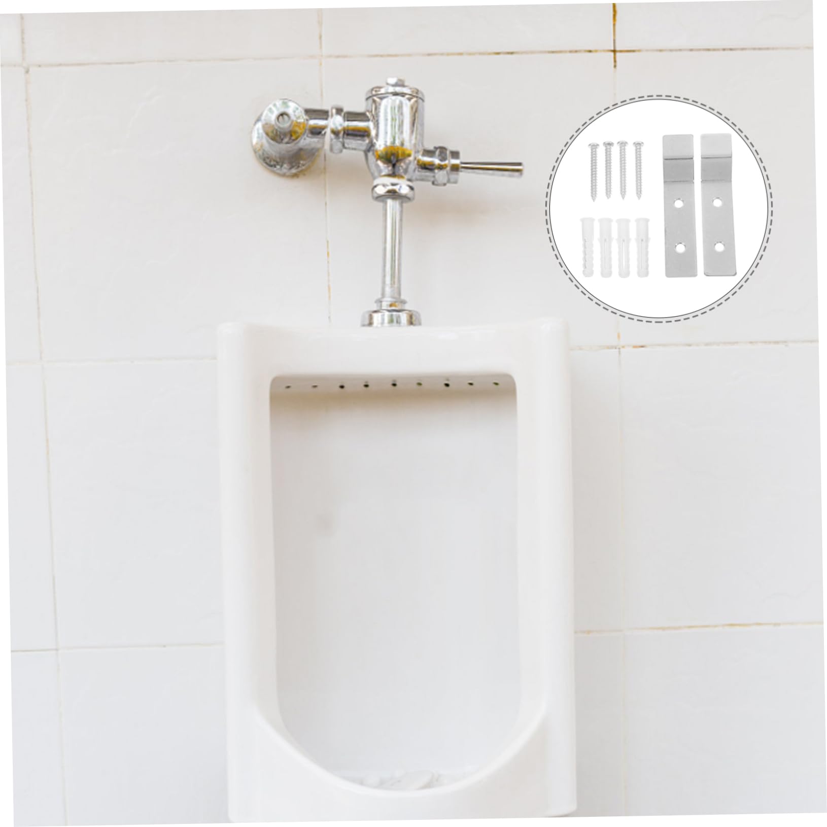 OSALADI 1 Set Urinal Hook Toilet Base Plate Urinals Wall Mount Bracket Urinal Accessory Urinal Hanger Bracket Urinal Mounting Bracket Urinal Wall Hook Urinal Part Silver Stainless Steel
