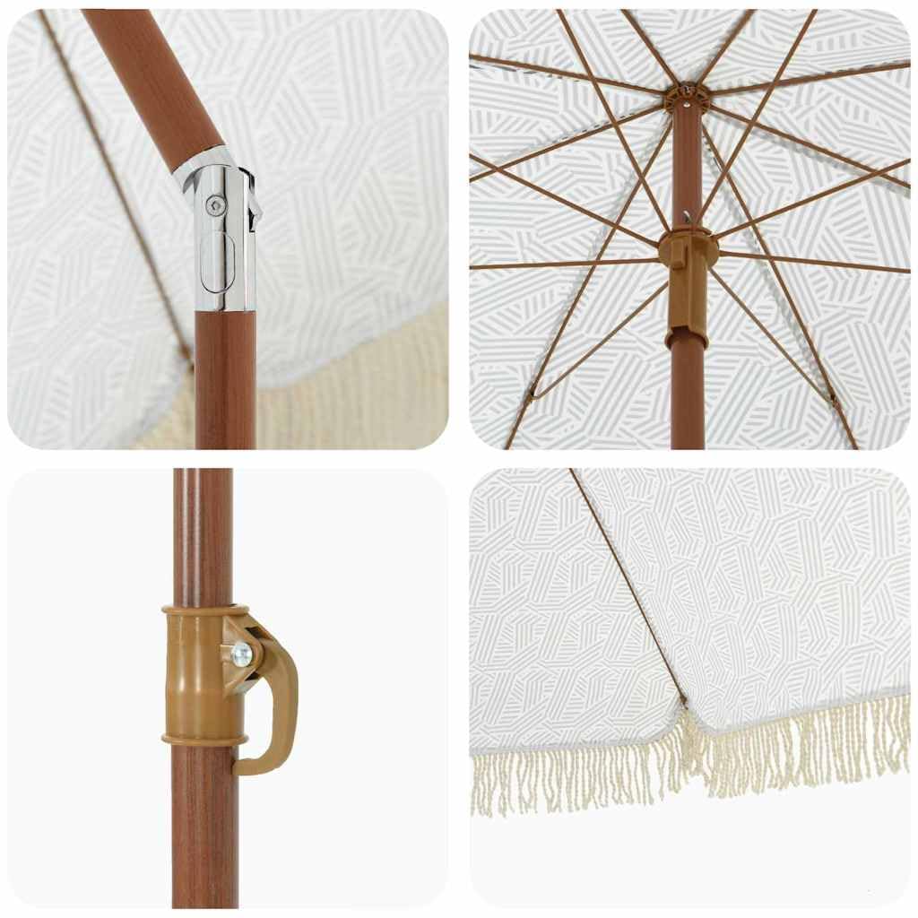 Strandparasol Neigbar und Höhenverstellbar - Runder Sonnenschirm aus Polyester und Stahl für Garten, Terrasse und Strand - Strandschirm Grau Weiß, 160x160x196 cm
