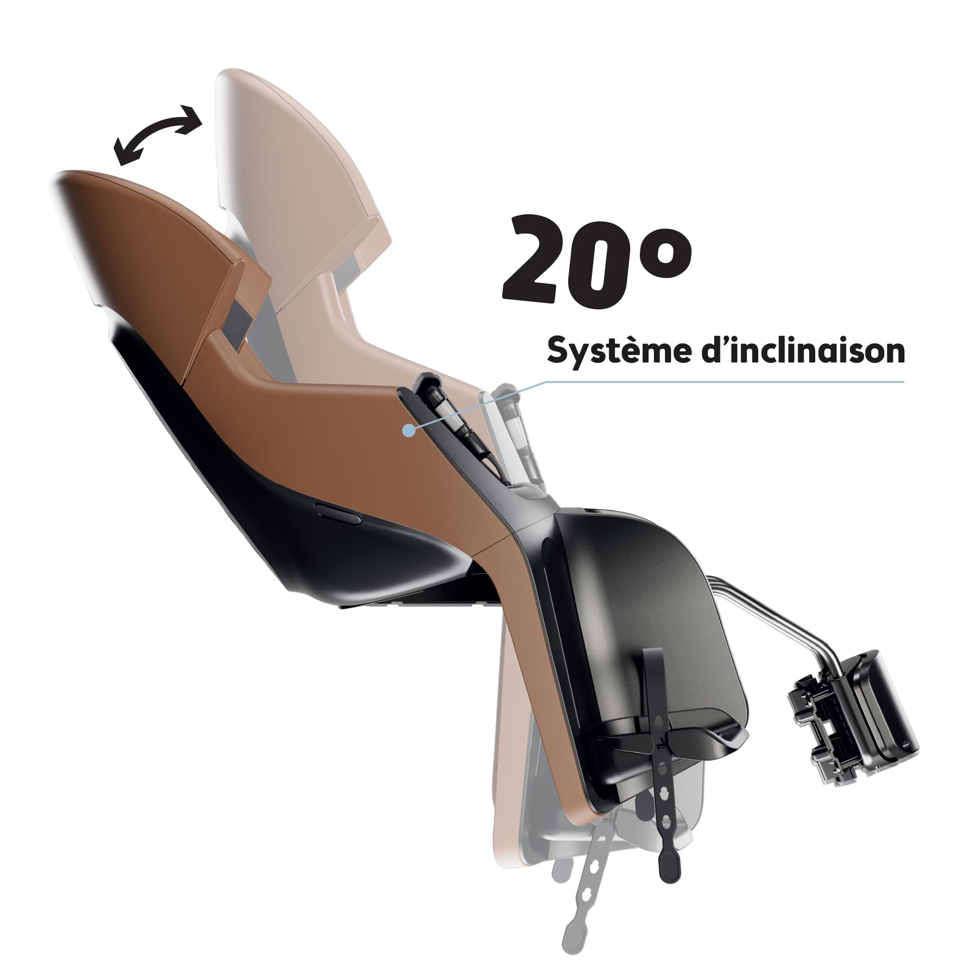 BOBIKE 8010900002 - Siège vélo arrière Exclusive Evolve Maxi pour Cadre, pour Enfants de 9 Mois à 6 Ans jusqu'à 22 kg en Couleur Marron Cannelle