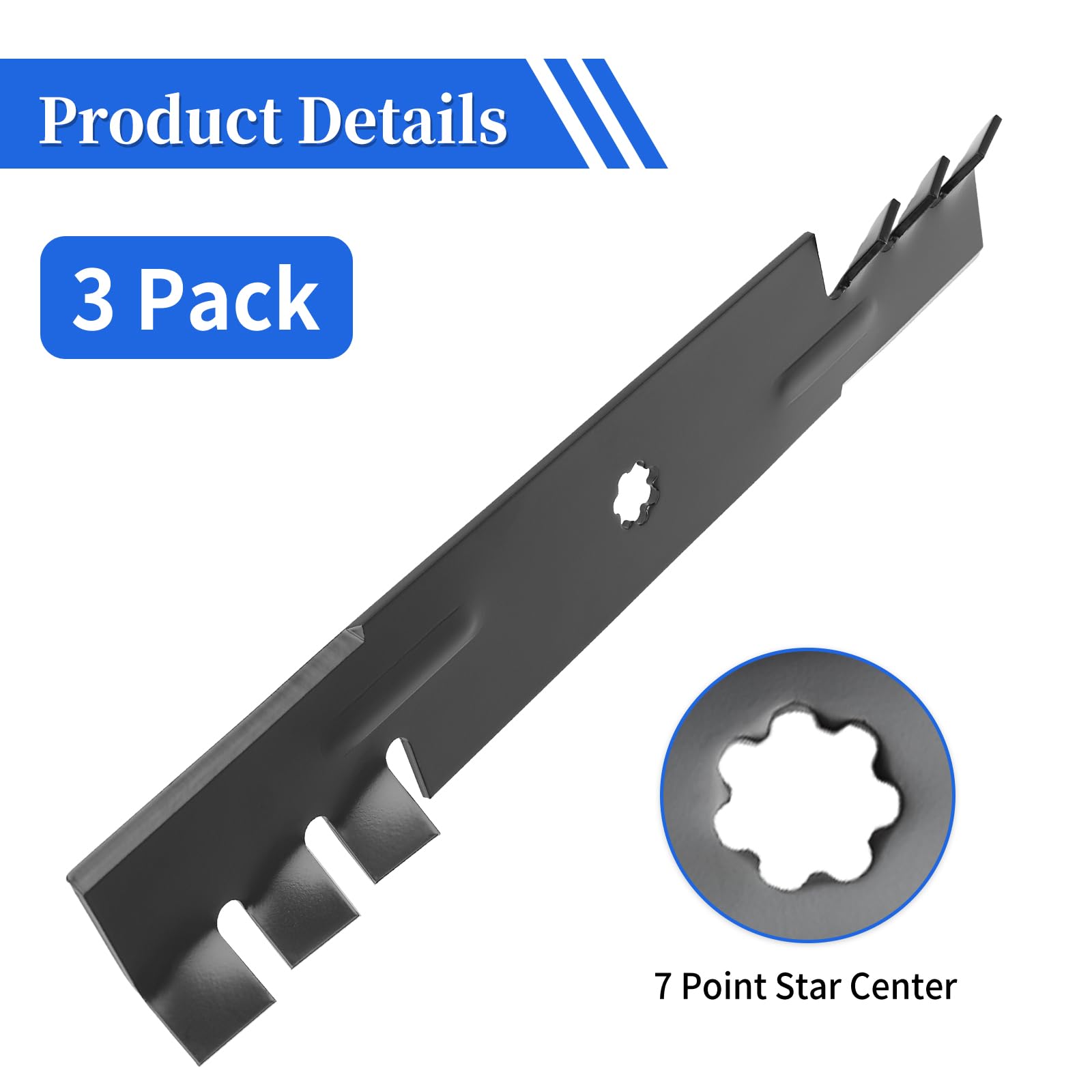 Keycci GY20852 - Cuchillas de mantillo, compatibles con John Dee re 48 pulgadas Deck D140 E170 D160 LA145 S170 LA130, cuchillas de repuesto para cortacésped AM141035 GX21784, paquete de 3