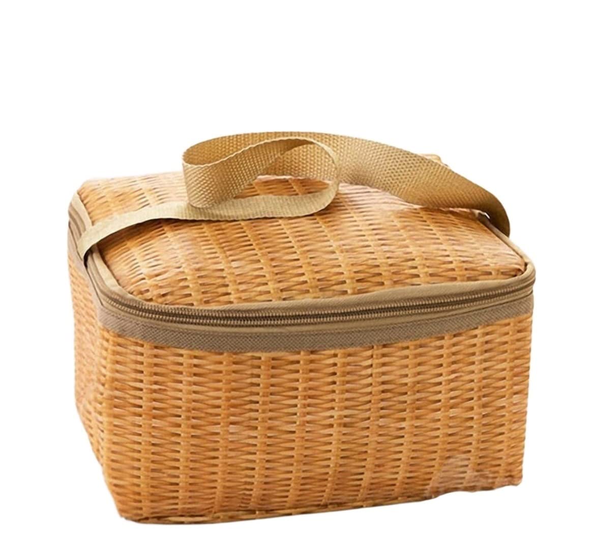 Basket For Garden Portable Wicker Rattan Outdoor Picnic Bag Tableware Insulation Food Container Basket Camping Hamper Basket Wedding