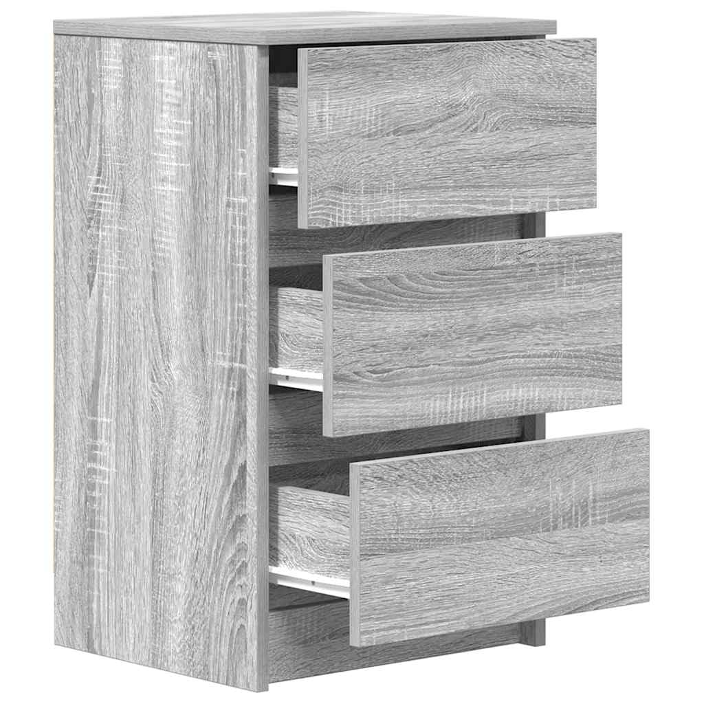 vidaXL Szafka nocna z 3 szufladami Szary Sonoma 39x35x65 cm