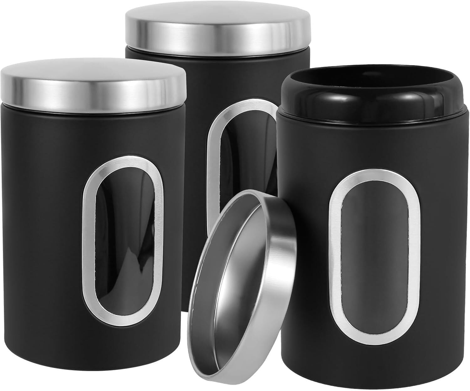 KYUEPONG Sugar Container, Sugar Dispenser,Coffee Tea Container Set,Airtight Canister Stainless Steel Food Storage Canisters