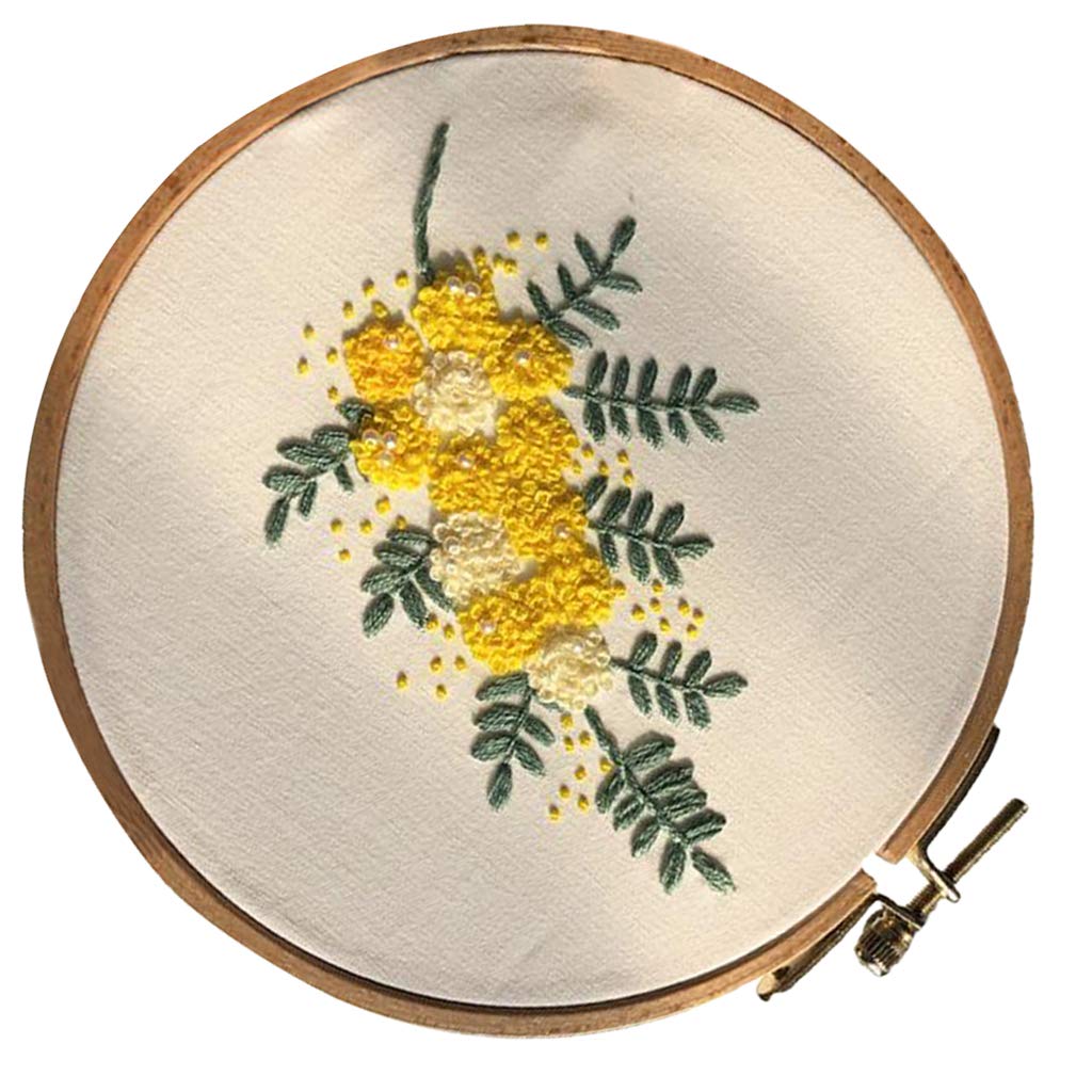 Cross Stitch Stamped Embroidery Kit with Embroidery Hoop - Flower CD005