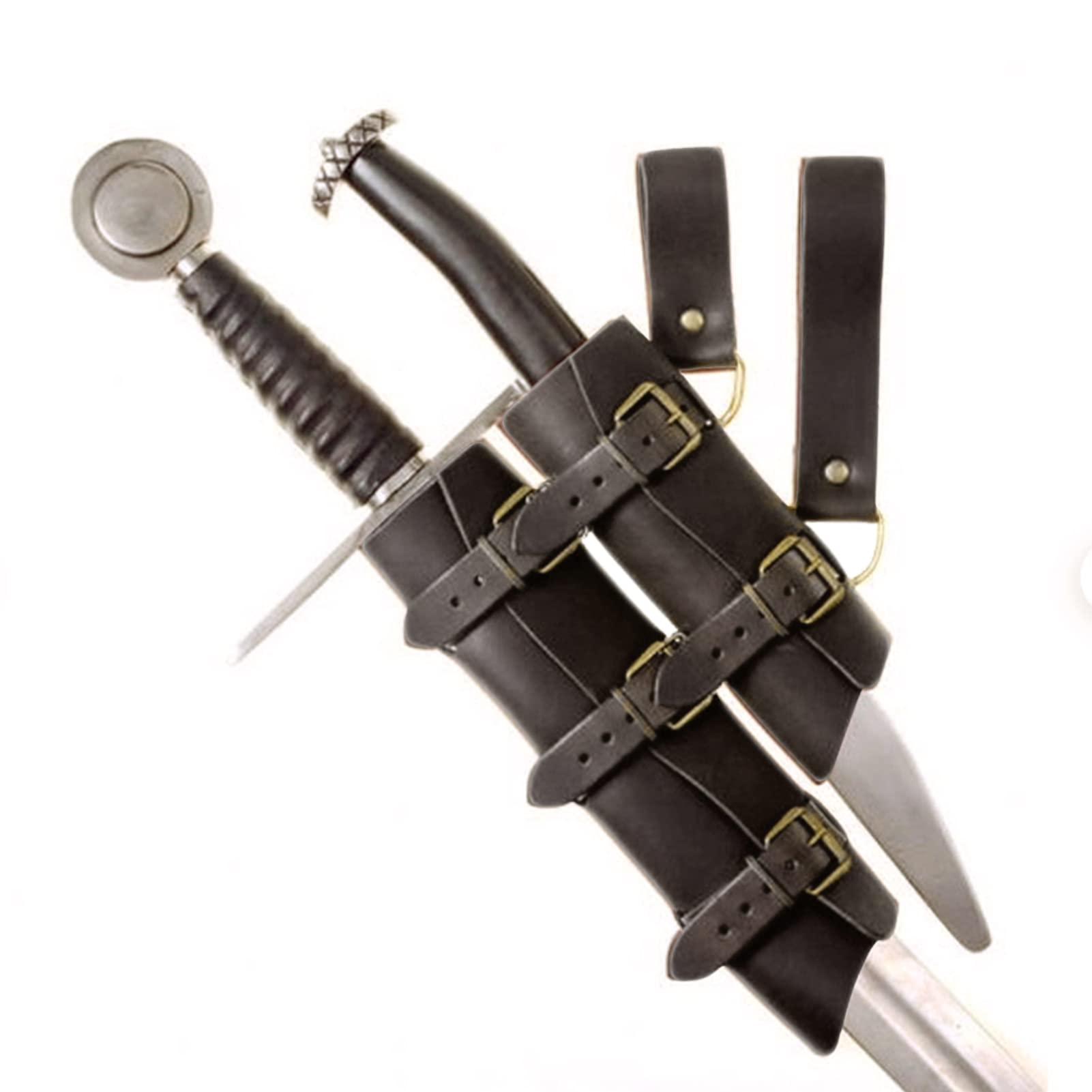 Medieval Renaissance Sword Frog, Adjustable Faux Leather Sword Holder Belt, Rapier Knight Sword Belt Frog Costumed Dagger Pirate Sword Holster For Man Women,Black