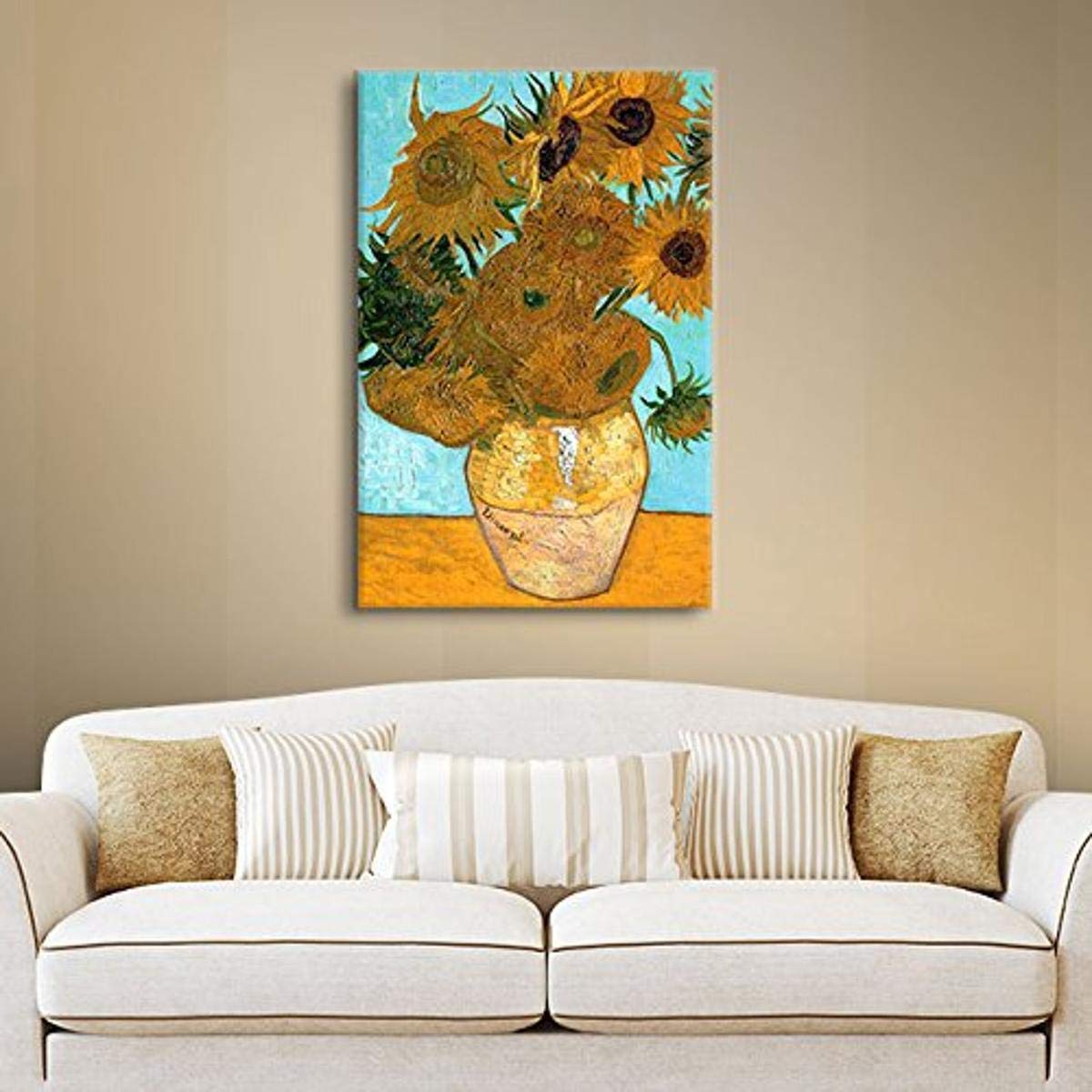 Art Wall Vase with Twelve Sunflowers Gallery Wrapped Canvas by Vincent Van Gogh, 14 by 18-Inch