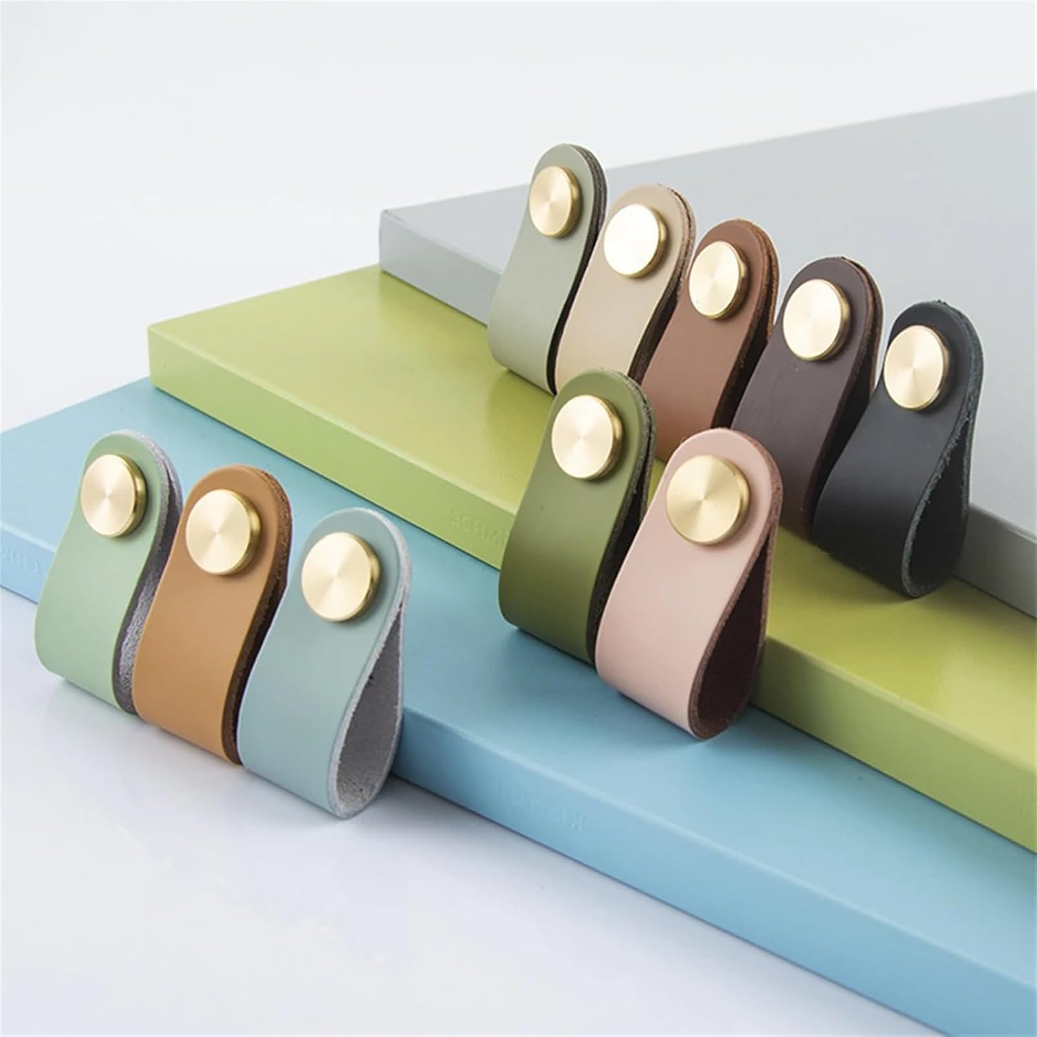 10Colors Leather Brass Knob Handle Simple Cabinet Handles Nordic Drawer Pulls Furniture Handles Kitchen Cabinet Handles 1Pcs (Color : 2)