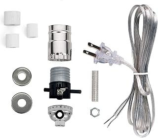 Creative Hobbies Silver Finish Bottle Lamp Kit with 3 Rubber Adapters for Wine, Liquor Bottles, Jugs and More